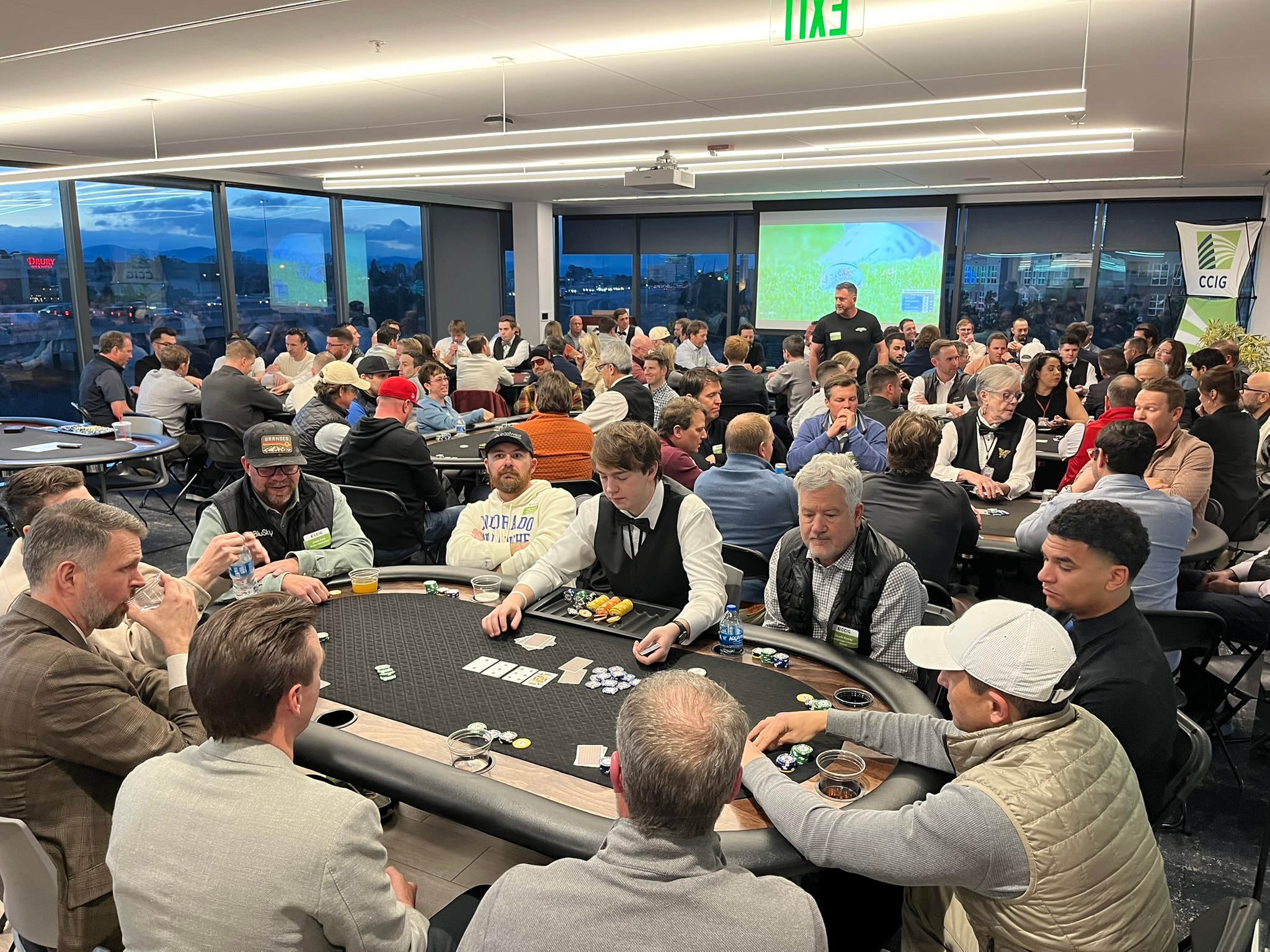Packed poker tournament at a Casino Party USA corporate event